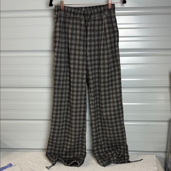 Dior Italy Black & Gray Checkered Trousers Relaxed Fit & Drawstrings US6 F38 - Picture 1 of 8